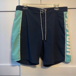Hurley Blue and Green Board Shorts Sporty Swimwear